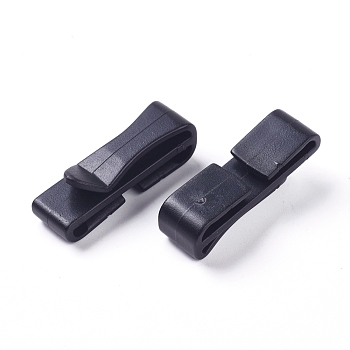 Plastic Webbing Ending Clips, Quick Slip Keeper Connect Buckles, for Backpack Adjusting Strap, Black, 37x10.7x12.2mm, Hole: 2~3x32.6mm