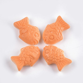 Resin Decoden Cabochons, Fish Biscuits, Imitation Food, Coral, 19x14x6.5mm