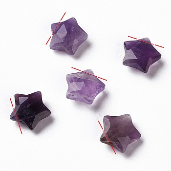 Natural Amethyst Charms, Star, Faceted, 13~13.5x14~14.5x6~6.5mm, Hole: 0.8mm