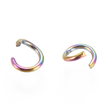 Ion Plating(IP) 304 Stainless Steel Open Jump Rings, Rainbow Color, 20 Gauge, 5x0.8mm, Inner Diameter: 3.4mm