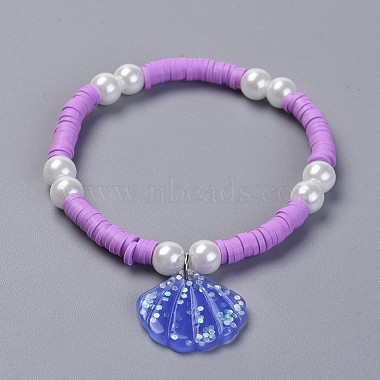 Eco-Friendly Handmade Polymer Clay Heishi Beads Kids Stretch Bracelets(BJEW-JB04345)-2