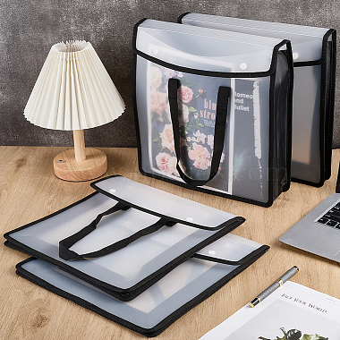 Translucent PP Book Storage Tote Bags with Polyester Handles(ABAG-WH0039-68A)-4