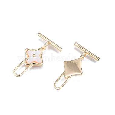 Real 18K Gold Plated White Flower Brass Toggle Clasps