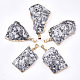 Electroplate Natural Snowflake Obsidian Pendants(G-T112-13F)-1