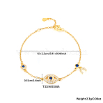 S925 Sterling Silver Evil Eye Link Bracelet, Full Rhinestones Eyes Series for Women, Golden(AK1290-19)