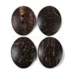 Carved Oval 2-hole Basic Sewing Button, Coconut Button, Coconut Brown, 55~57x42x7~10mm, Hole: 4.5~5mm(SHEL-K009-03)