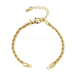 Adjustable Braided Brass Rope Chain Bracelet Making for DIY Connector Findings, Golden, 6.50 inch(16.5cm), Hole: 2mm(KK-CBA5ABD-01G)