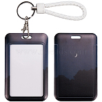 Plastic Name Card Holders, with Imitation Leather Pendant Decorations, Moon, 110x68.5x5.5mm(AJEW-WH20020-068B)