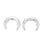 UV Plating Opaque Acrylic Beads, Moon with Star Pattern, Silver Plated, 35x44x11mm, Hole: 2.5mm(OACR-Q204-02A)