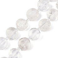 Natural Quartz Crystal Beads Strands, Rock Crystal Beads, Flat Round, 11~12x5~6mm, Hole: 0.8mm, about 30pcs/strand, 15.55''(39.5cm)(G-B125-I01-01)