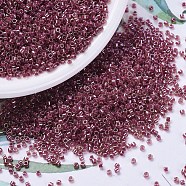 MIYUKI Delica Beads, Cylinder, Japanese Seed Beads, 11/0, (DB0283) Cranberry Lined Peridot Luster, 1.3x1.6mm, Hole: 0.8mm, about 10000pcs/bag, 50g/bag(SEED-X0054-DB0283)