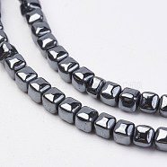 Non-magnetic Synthetic Hematite Beads Strands, Cube, 4x4x4mm, Hole: 1mm, about 103pcs/strand, 15.74 inch(G-F396-34-4x4mm)
