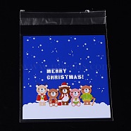 Rectangle OPP Cellophane Bags for Christmas, with Cartoon Pattern, Blue, 14x9.9cm, Unilateral Thickness: 0.035mm, Inner Measure: 11x9.9cm, about 95~100pcs/bag(OPC-L001-32)
