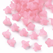 Transparent Acrylic Beads, Frosted, Flower, Pink, 17.5x12mm, Hole: 1.5mm, about 770pcs/500g(PLF018-02)