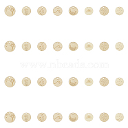 28pcs 7 styles Alloy Charms, Flat Round with Wave/Sun/Pineapple/Cactus/Flower/Sun/Dandelion Pattern, Real 16K Gold Plated, 12~15x1~2mm, Hole: 1.2~1.5mm, 4pcs/style(FIND-DC0002-86)
