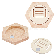 Wooden Self Adhesive Honeycomb Combination Medal Display Stand, Hexagon Creative Splicing Sports Box, BurlyWood, 12x13.8x1.5cm, Hole: 4x0.55cm, Lining: 4.5x9.1cm, Hole: 3.9x0.35cm(ODIS-WH0011-11)