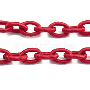 Handmade Silk Cable Chains Loop, Red, 9.8~12x6.8~8.5x2mm, 25~27 inch(X-NFS037-02)