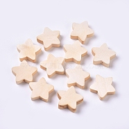 Unfinished Wood Beads, DIY Decoration Accessories, Star, BurlyWood, 20x5mm, Hole: 1.8mm, about 50pcs/bag(WOOD-TAC0003-23)