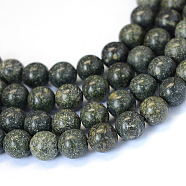 Natural Serpentine/Green Lace Stone Round Bead Strands, 6~6.5mm, Hole: 1mm, about 63pcs/strand, 15.5 inch(G-E334-6mm-14)