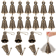 24Pcs Tibetan Style Alloy Pendants, Buddhist Bell Charm with Chinese Characters, with 24Pcs Iron Keychain Clasp Findings, Antique Bronze, 38x23.5mm, Hole: 3mm(FIND-OC0002-76)