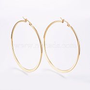 304 Stainless Steel Big Hoop Earrings, Hypoallergenic Earrings, Flat Ring Shape, Golden, 12 Gauge, 59~61x2mm, Pin: 0.7x1mm(EJEW-F105-15G)