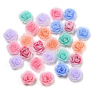 Luminous Opaque Epoxy Resin Decoden Cabochons, Glow in the Dark Rose Flower, Mixed Color, 8x8x4mm(CRES-M032-03C)