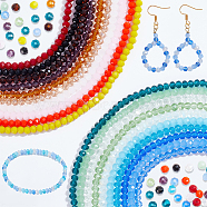 20 Strand 20 Colors Glass Beads Strands, Faceted, Rondelle, Transparent & Opaque, Mixed Color, 4x3.5mm, Hole: 1mm, about 117~127pcs/strand, 16.57''(42.1cm), 1 Strand/color(GLAA-GA0001-65)