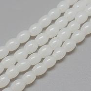 Baking Painted Glass Beads Strands, Oval, Imitation Jade, WhiteSmoke, 8~8.5x6~6.5mm, Hole: 1.5mm, about 96pcs/strand, 32.2 inch(DGLA-S115-8x6mm-Y01)
