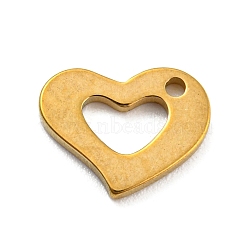 304 Stainless Steel Charms, Golden, Laser Cut, Heart, 7x9x1mm, Hole: 1mm(STAS-Q306-01G-E)