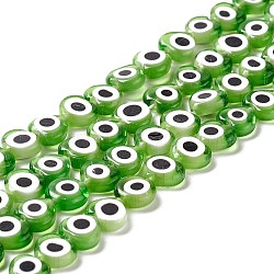 Handmade Evil Eye Lampwork Beads Strands, Heart, Lime, 6~7x8x3mm, Hole: 1mm, about 47~49pcs/strand, 13.19~13.98 inch(33.5~35.5cm)(LAMP-F023-B09)