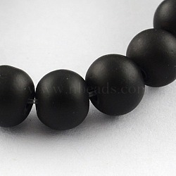Painted Glass Bead Strands, Rubberized Style, Round, Black, 8mm, Hole: 1.3~1.6mm, 31.4 inch(X-DGLA-S072-8mm-24)