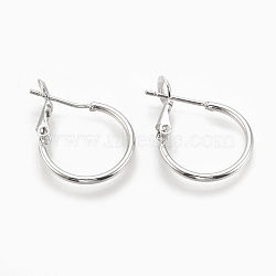 Brass Hoop Earrings, teardrop, Nickel Free, Real Platinum Plated, 18x24x1.5mm, Pin: 0.7mm(KK-S345-213)