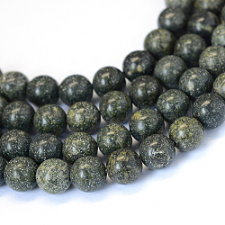 Natural Serpentine/Green Lace Stone Round Bead Strands, 6~6.5mm, Hole: 1mm, about 63pcs/strand, 15.5 inch(G-E334-6mm-14)