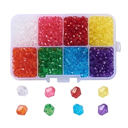 Transparent Acrylic Beads, Bicone, Faceted, Mixed Color, 4x4mm, Hole: 1.5mm, 2008pcs/box(TACR-X0001-05-4mm)