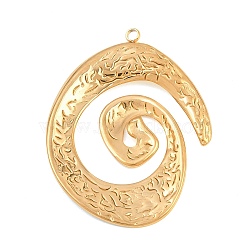 304 Stainless Steel Pendants, Hammered Spiral Charms, Golden, 40x31x3mm, Hole: 1.8mm(SA-CBA6E67-05G)