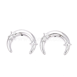 UV Plating Opaque Acrylic Beads, Moon with Star Pattern, Silver Plated, 35x44x11mm, Hole: 2.5mm(OACR-Q204-02A)
