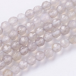 Natural Grey Agate Beads Strands, Faceted, Round, 4mm, Hole: 0.5mm, about 91~93pcs/strand, 14.17 inch(36cm)(X-G-G580-4mm-08)