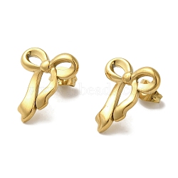 Ion Plating(IP) 304 Stainless Steel Bowknot Stud Earrings for Women, Real 18K Gold Plated, 17.5x15mm(EJEW-Z066-13G)