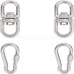 304 Stainless Steel Double Eye Swivel Clasps, Swivel Snap Hook & Rock Climbing Carabiners, Key Clasps, Stainless Steel Color, 85x35x17.5mm/80.5x40x7.5mm, 4pcs/set(STAS-NB0004-28P)