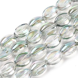 Electroplate Glass Beads Strands, Rainbow Plated, Coffee Bean, Honeydew, 10.5~11x8x5mm, Hole: 1mm, about 60pcs/strand, 25.20''(64cm)
(EGLA-B005-01A-FR06)