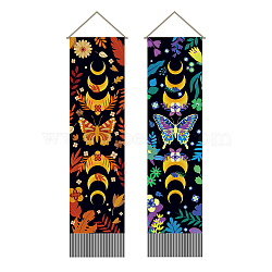 Polyester Wall Hanging Tapestry, for Bedroom Living Room Decoration, Rectangle, Butterfly, 1160x330mm, 2pcs/set(AJEW-WH0399-025)