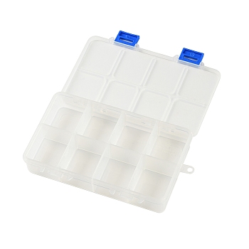 (Defective Closeout Sale: Yellowing) 8-Gird Plasitc Organizer Storage Boxes, Rectangle, Clear, 17.8x10.8x3cm