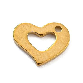 304 Stainless Steel Charms, Golden, Laser Cut, Heart, 7x9x1mm, Hole: 1mm