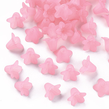 Transparent Acrylic Beads, Frosted, Flower, Pink, 17.5x12mm, Hole: 1.5mm, about 770pcs/500g
