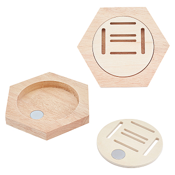 Wooden Self Adhesive Honeycomb Combination Medal Display Stand, Hexagon Creative Splicing Sports Box, BurlyWood, 12x13.8x1.5cm, Hole: 4x0.55cm, Lining: 4.5x9.1cm, Hole: 3.9x0.35cm