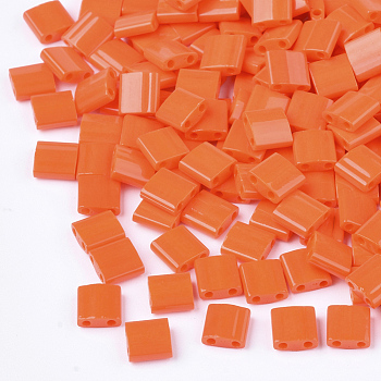 MIYUKI TILA Beads, Japanese Seed Beads, 2-Hole, (TL406) Opaque Orange, 5x5x1.9mm, Hole: 0.8mm, about 1180pcs/bag, 100g/bag