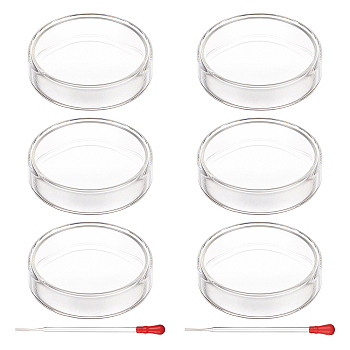 Olycraft Flat Round Glass Biochemical Petri Dish, with Glass Dropper, Laboratory Equipment Accessories, Clear, 75.5~81.5x20mm, Inner Size: 71~77.5mm, 2pcs/set, 6sets