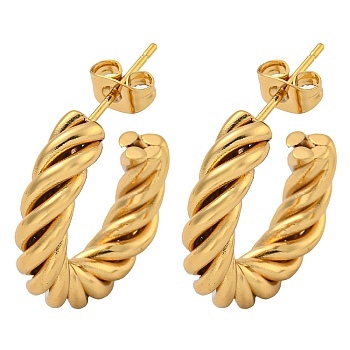 PVD Vacuum Plating 202 Stainless Steel Studs Earring, with 304 Stainless Steel Pins, Long-Lasting Plated, Ring, Golden, 22x5.5mm