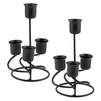 Iron Candle Holder, Perfect Home Party Decoration, Column, Electrophoresis Black, 4x6-1/4 inch(10x16cm)