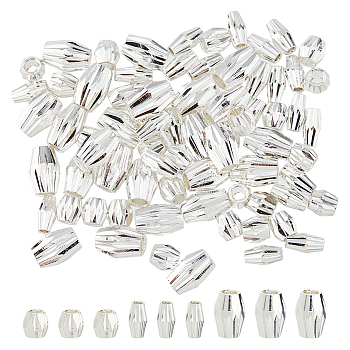 75Pcs 3 Styles Brass Beads, Long-Lasting Plated, Bicone, 925 Sterling Silver Plated, 4~6x2.5~5mm, Hole: 1.5~2mm, 25pcs/style